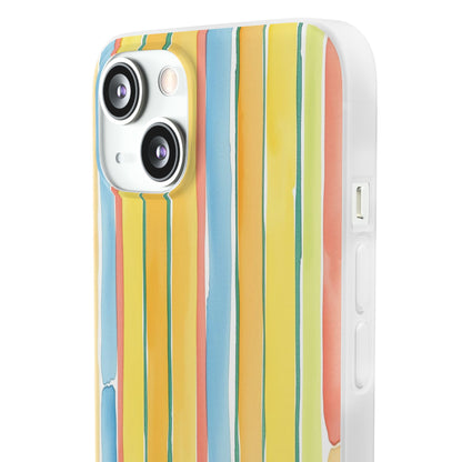 Watercolor Stripe Phone Case — Bright Pastel Vertical Stripes Protective Flexi Case