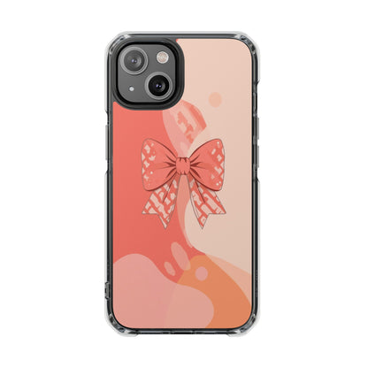 Clear Magnetic Phone Case — Pink Bow Art Design
