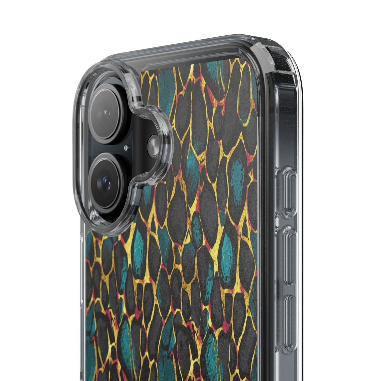 Teal Gold Leopard Clear Phone Case