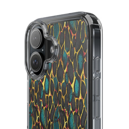 Teal Gold Leopard Clear Phone Case