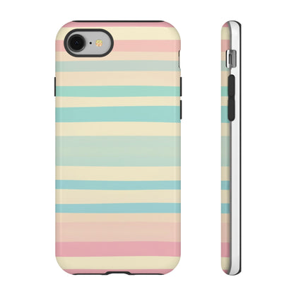 Pastel Striped Tough Phone Case – Protective Retro Rainbow Design