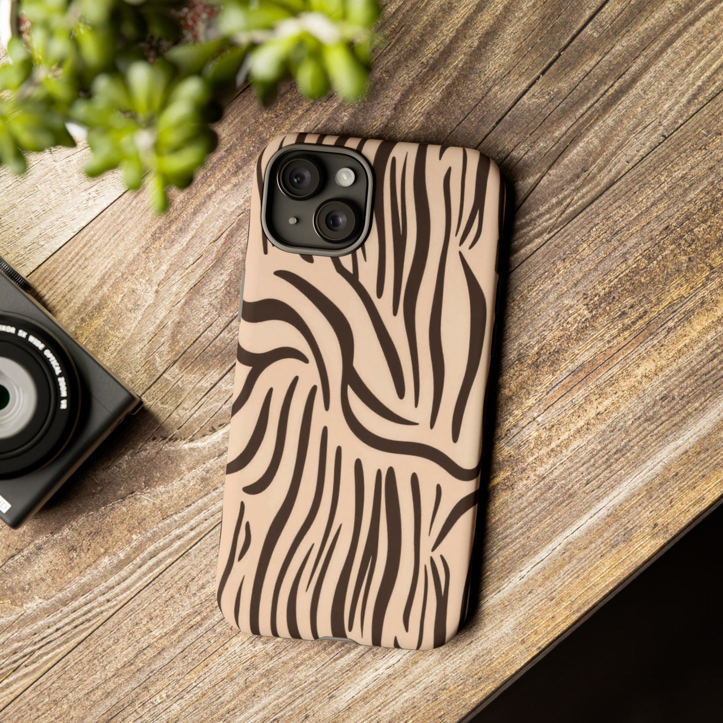 Zebra Stripe Tough Phone Case – Neutral Animal Print Protective Cover