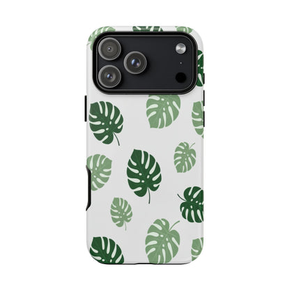 Monstera Leaf Phone Case — Tropical Green Pattern Tough Case