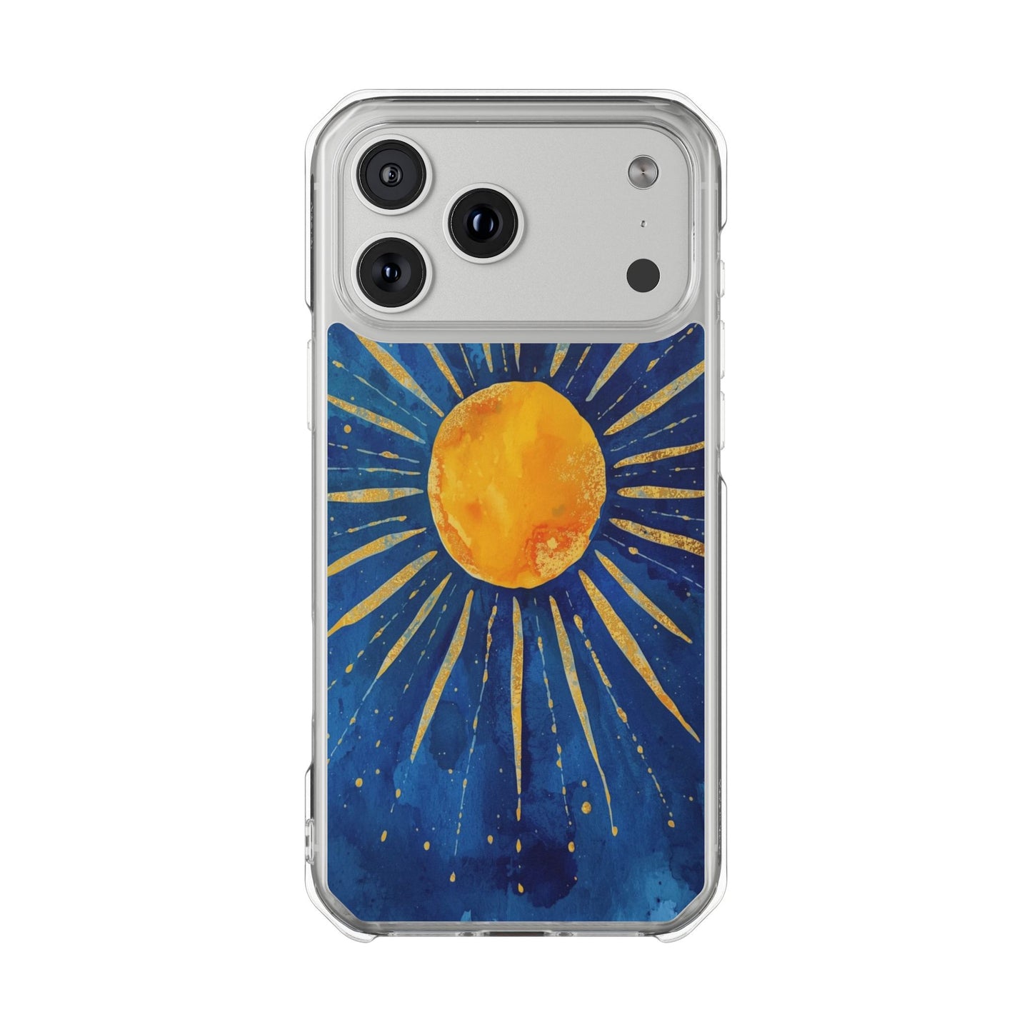 Sunburst Sky Magnetic Clear Phone Case — Protective Artistic Sun Design