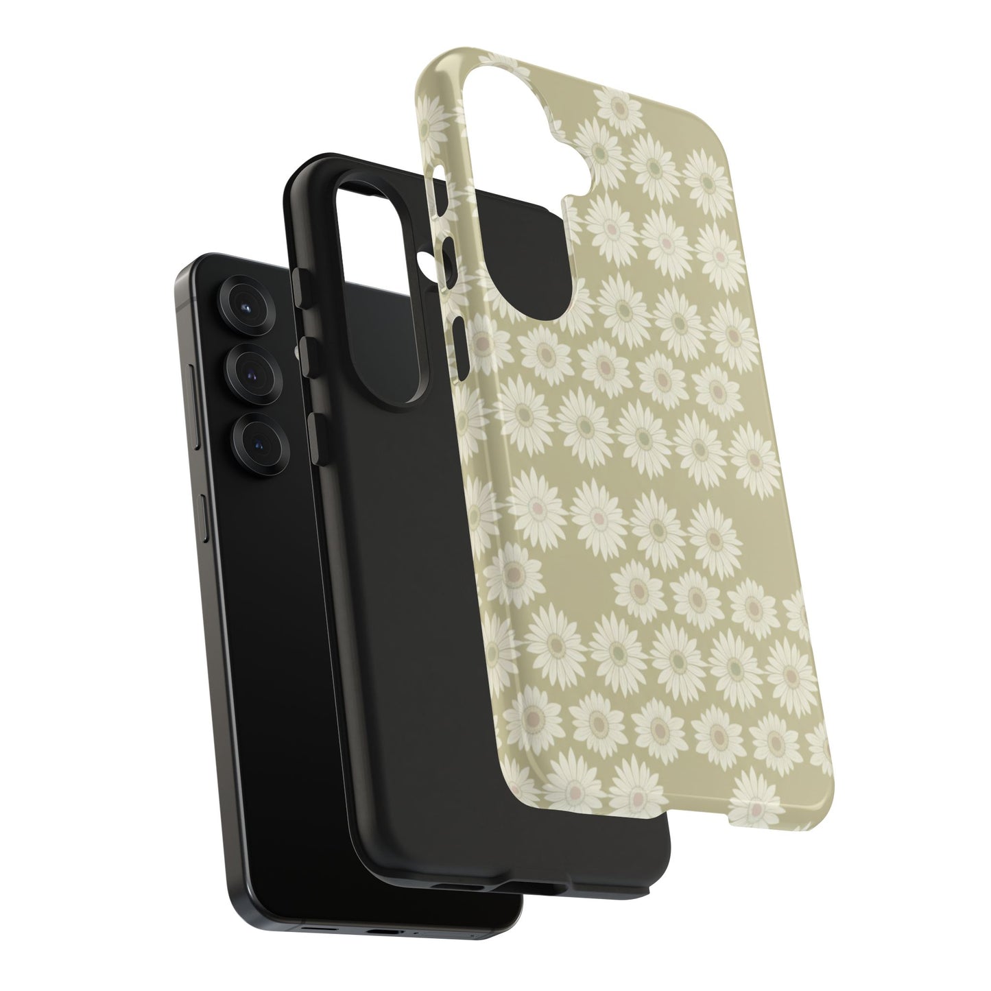 Daisy Pattern Tough Phone Case — Protective Floral iPhone Cover