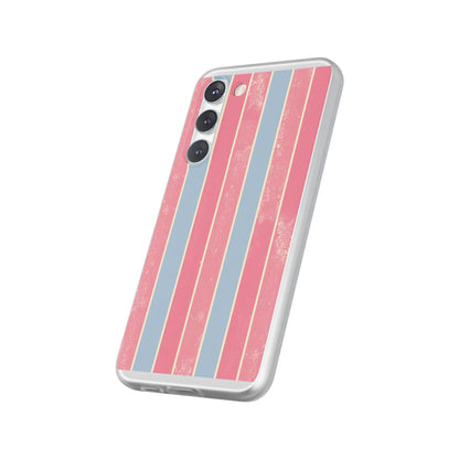 Striped Pink & Blue Phone Case — Retro Pastel Flexi Case