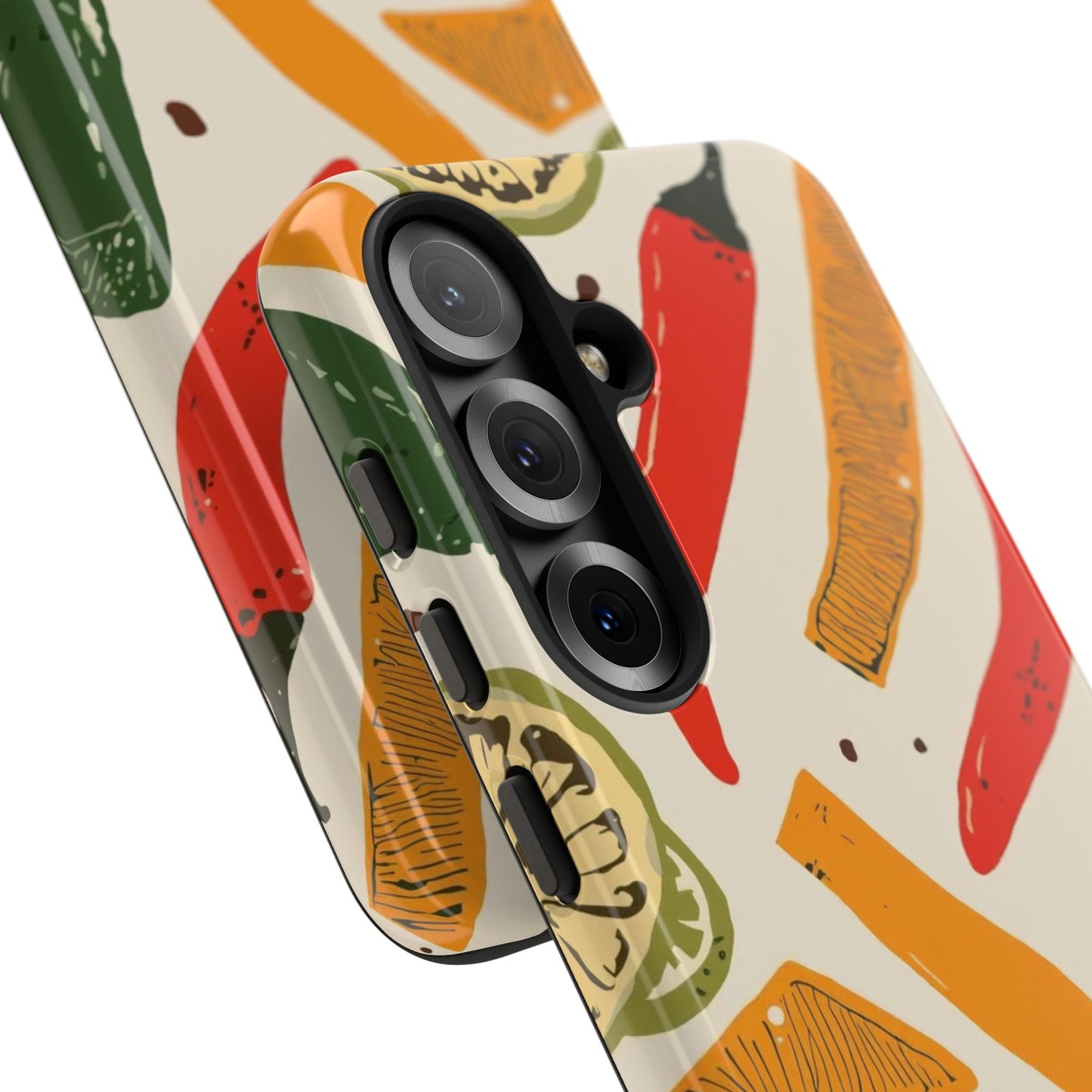 Spicy Peppers Phone Case – Colorful Chili, Lime & Citrus Pattern