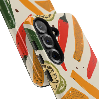 Spicy Peppers Phone Case – Colorful Chili, Lime & Citrus Pattern