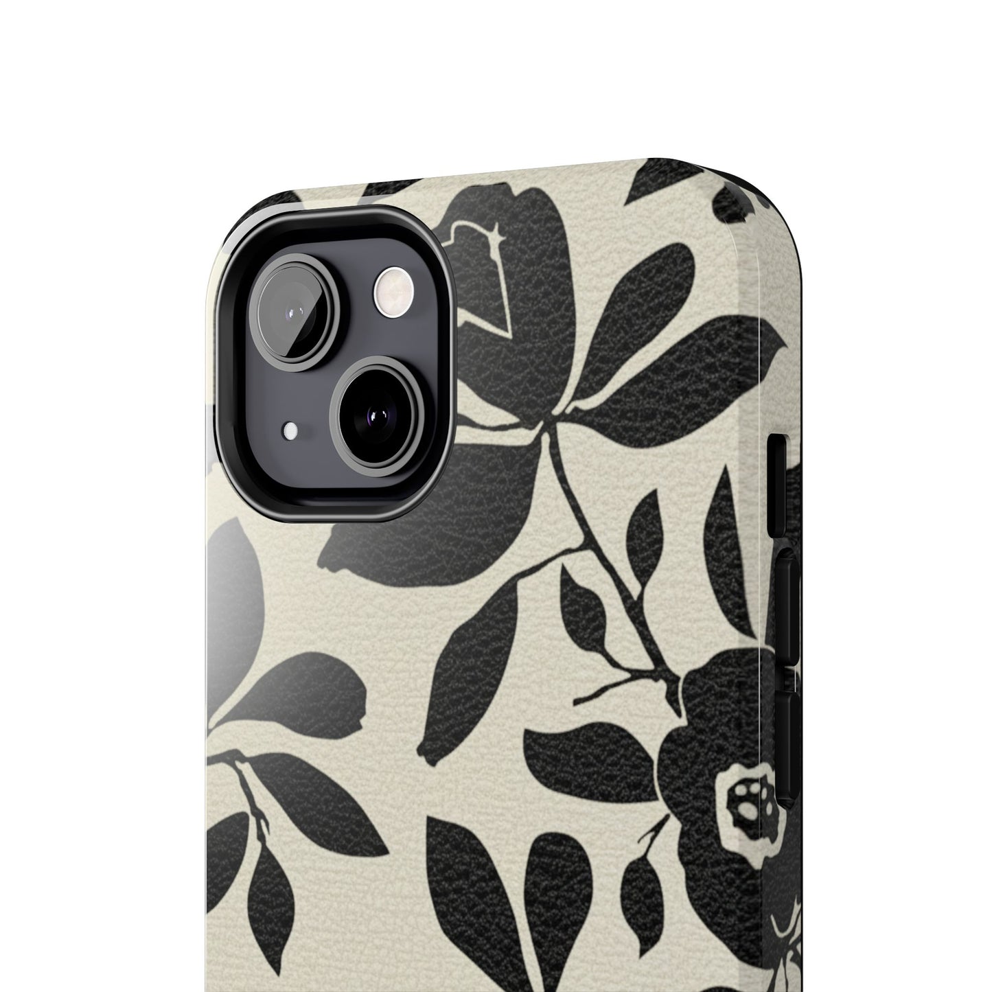 Tough Phone Case — Black Floral Silhouette Protective Cover