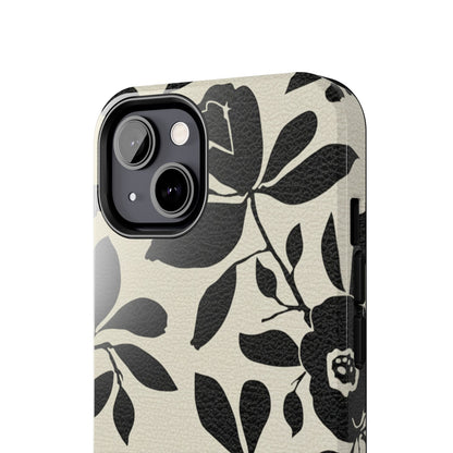 Tough Phone Case — Black Floral Silhouette Protective Cover