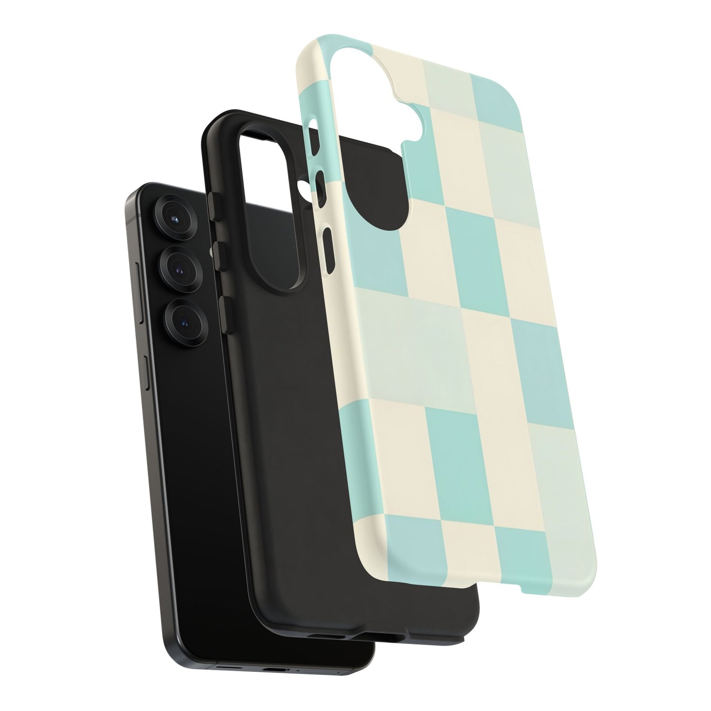 Pastel Checkerboard Tough Case – Mint & Cream Protective Phone Cover