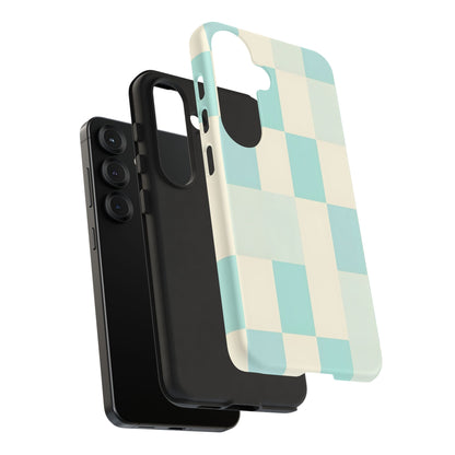 Pastel Checkerboard Tough Case – Mint & Cream Protective Phone Cover