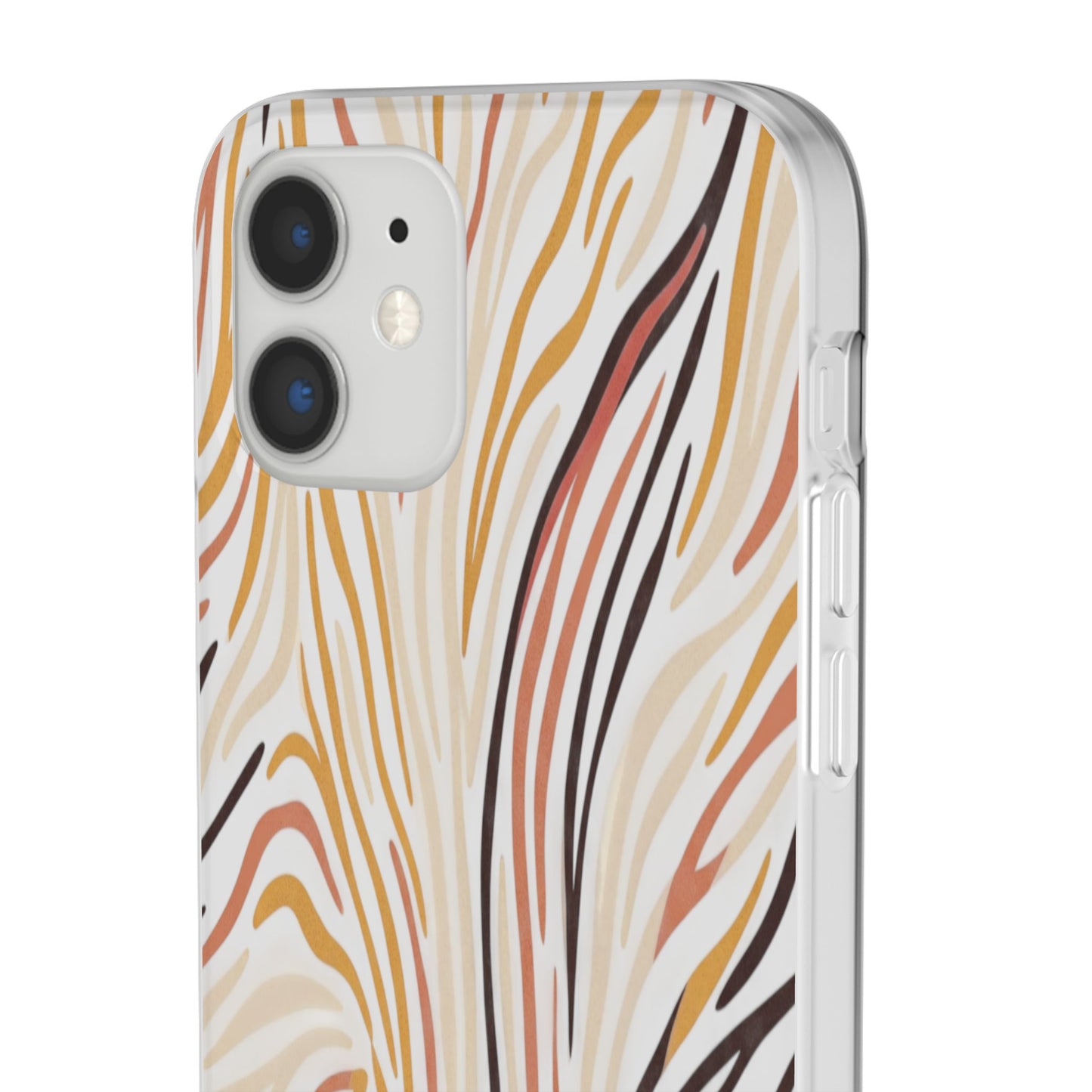 Marbled Neutral Stripe Phone Case — Abstract Beige & Terracotta Flexi Case
