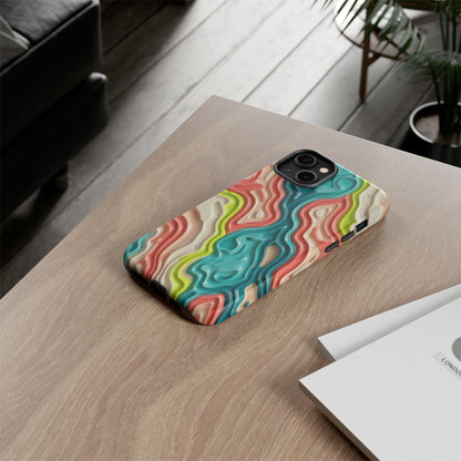 Abstract Contour Phone Case — Colorful Topographic Pattern Tough Case