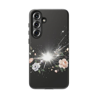 Floral Burst Phone Case — Protective Black Sparkle Design