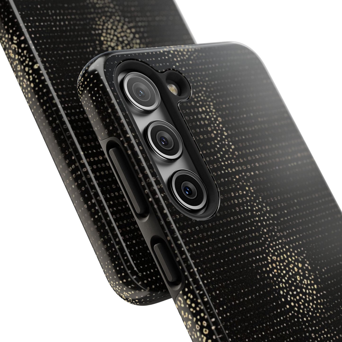 Tough Phone Case — Black Textured Metallic Dot Shield