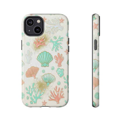 Seashell Coral Phone Case — Pastel Beach Shells Protective Tough Case