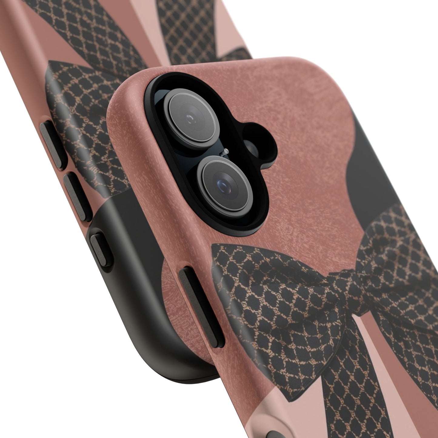 Bow Stripe Tough Phone Case – Pink Mauve Protective Cover