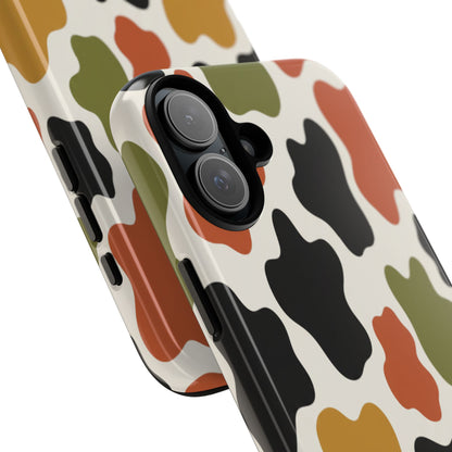 Camouflage Pattern Tough Phone Case – Retro Olive, Rust & Mustard Protective Cover