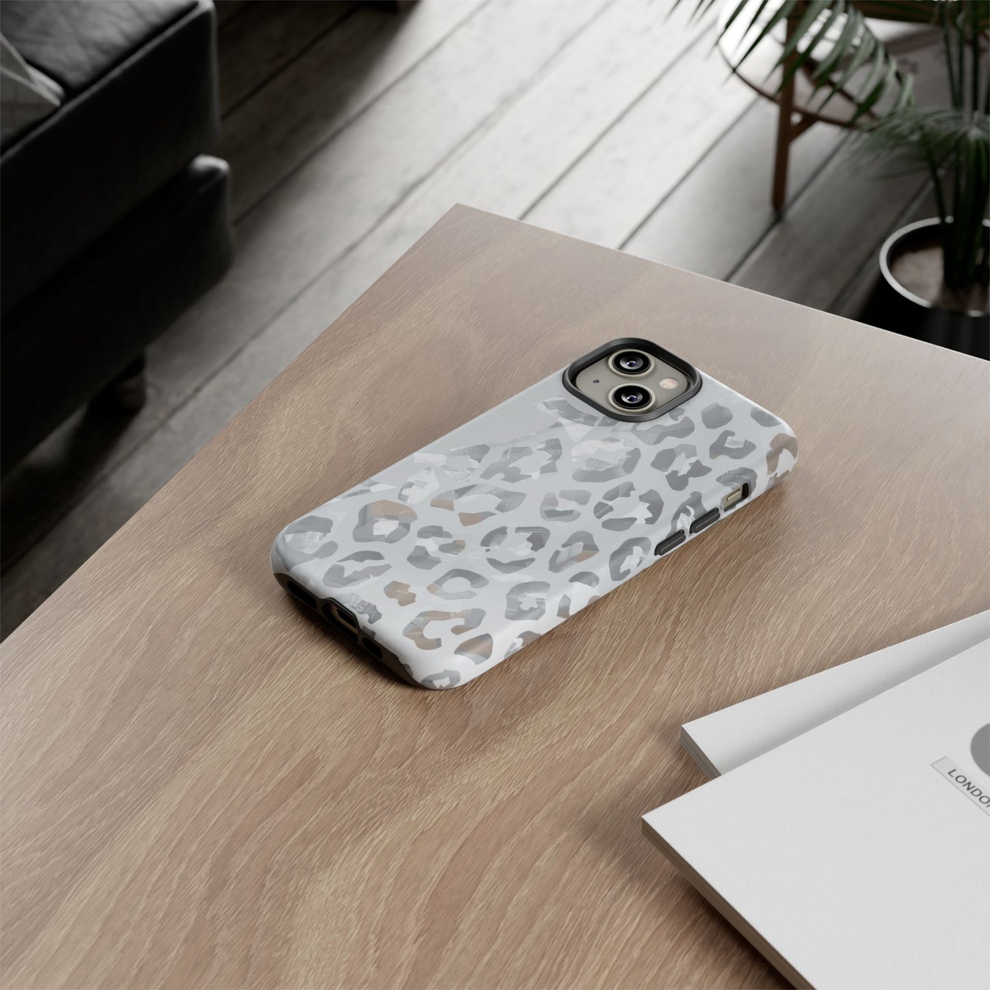 Silver Leopard Tough Phone Case