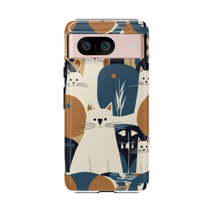 Cat Pattern Phone Case – Retro Abstract Cats Protective iPhone Cover