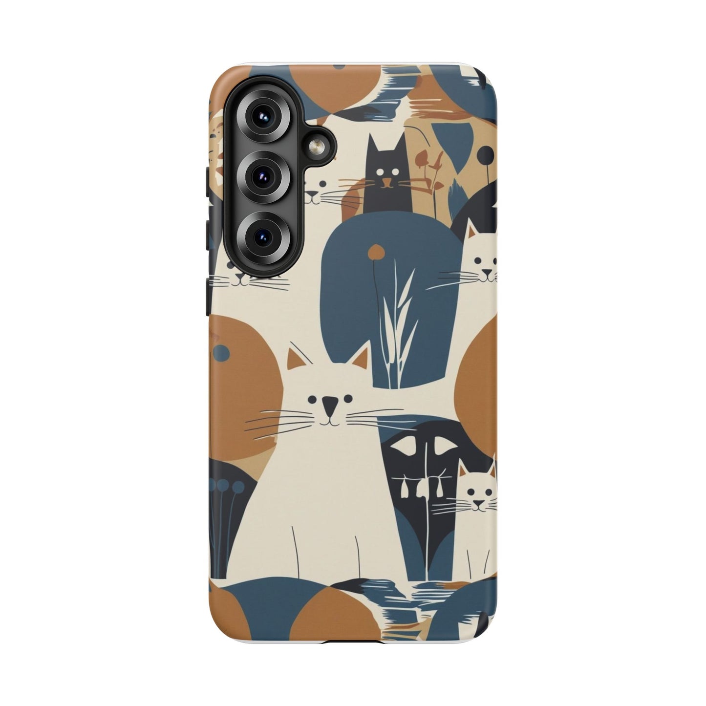 Cat Pattern Phone Case – Retro Abstract Cats Protective iPhone Cover