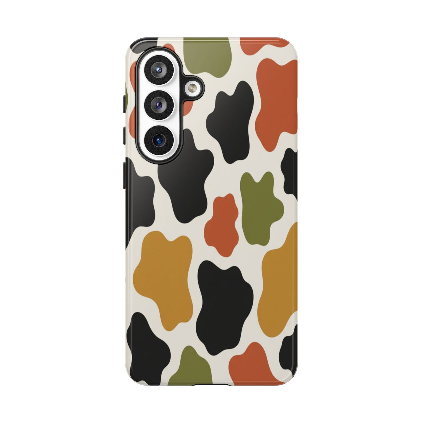 Camouflage Pattern Tough Phone Case – Retro Olive, Rust & Mustard Protective Cover