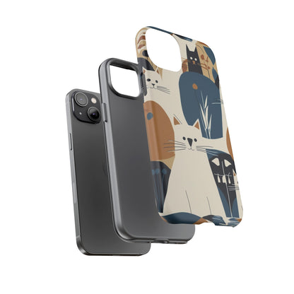 Cat Pattern Phone Case – Retro Abstract Cats Protective iPhone Cover