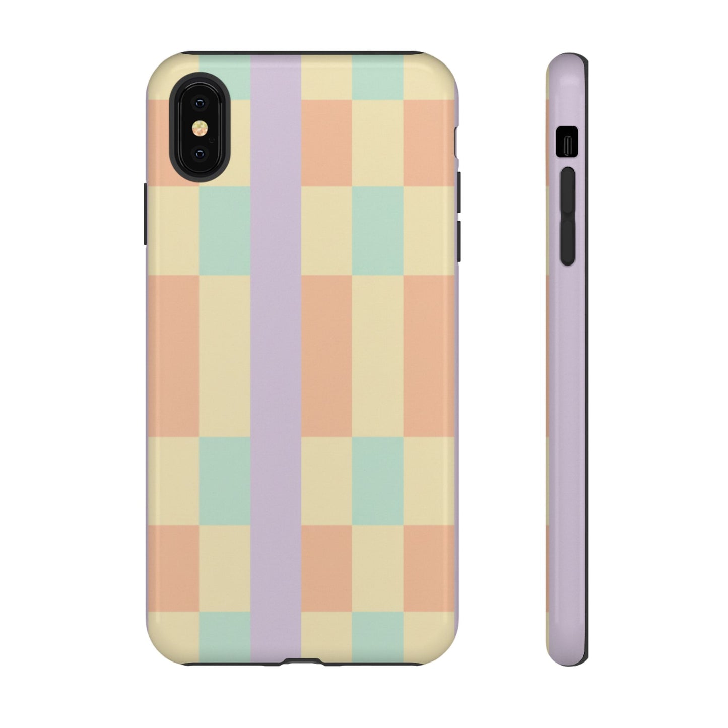 Pastel Checkered Phone Case — Retro Stripe Tough Case