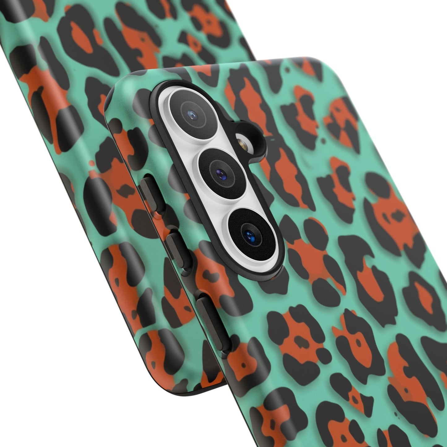 Teal & Rust Leopard Phone Case — Tough Protective Animal Print