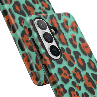 Teal & Rust Leopard Phone Case — Tough Protective Animal Print