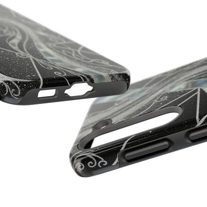 Geometry Tough Phone Case — Iridescent Ribbon on Black Celestial Background