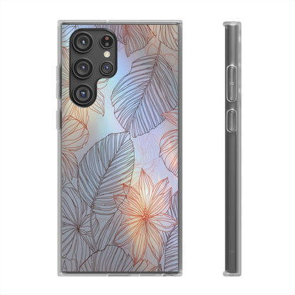 Floral Holographic Phone Case — Iridescent Leaves & Flowers Flexi Case