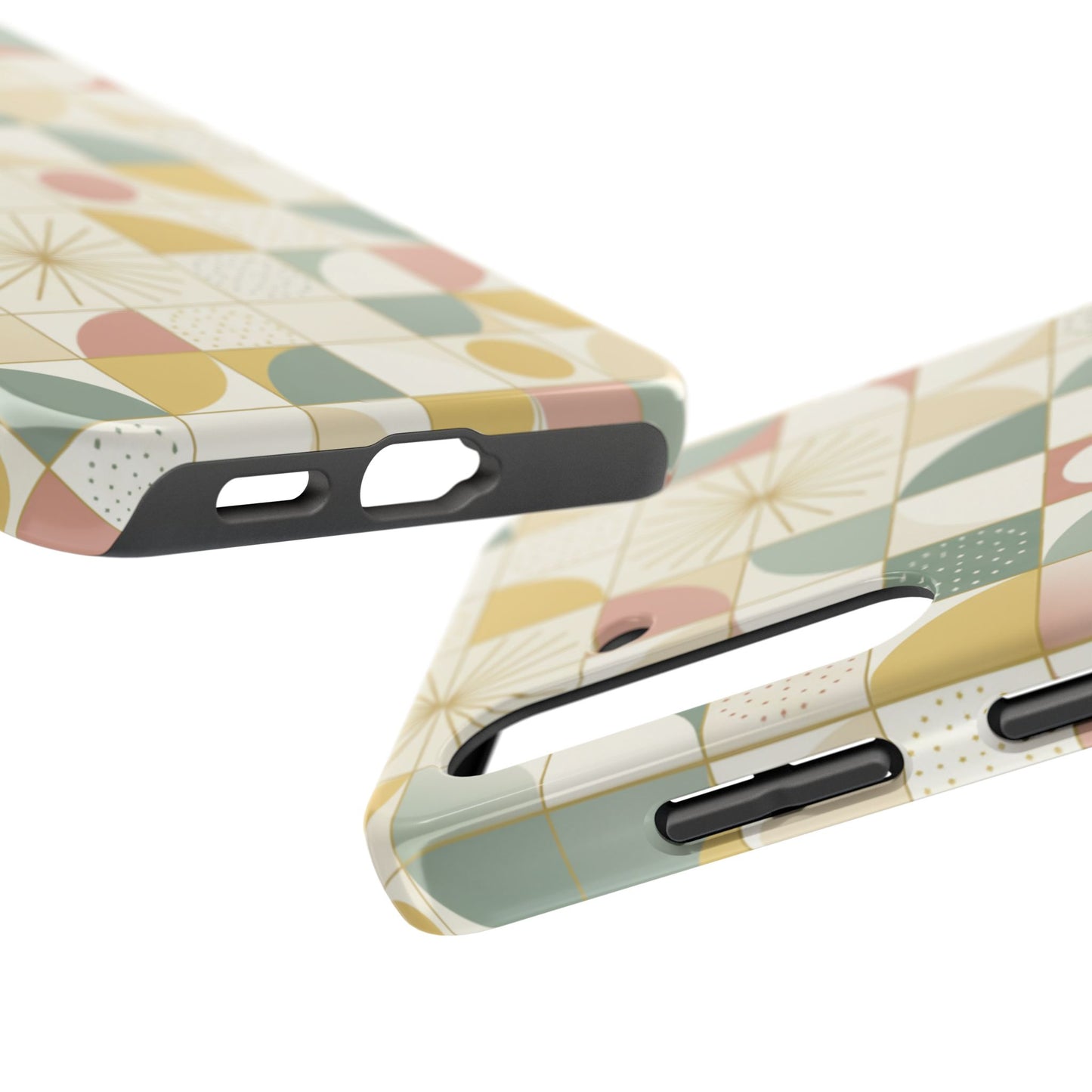 Retro Geometric Tough Phone Case — Pastel Midcentury Pattern