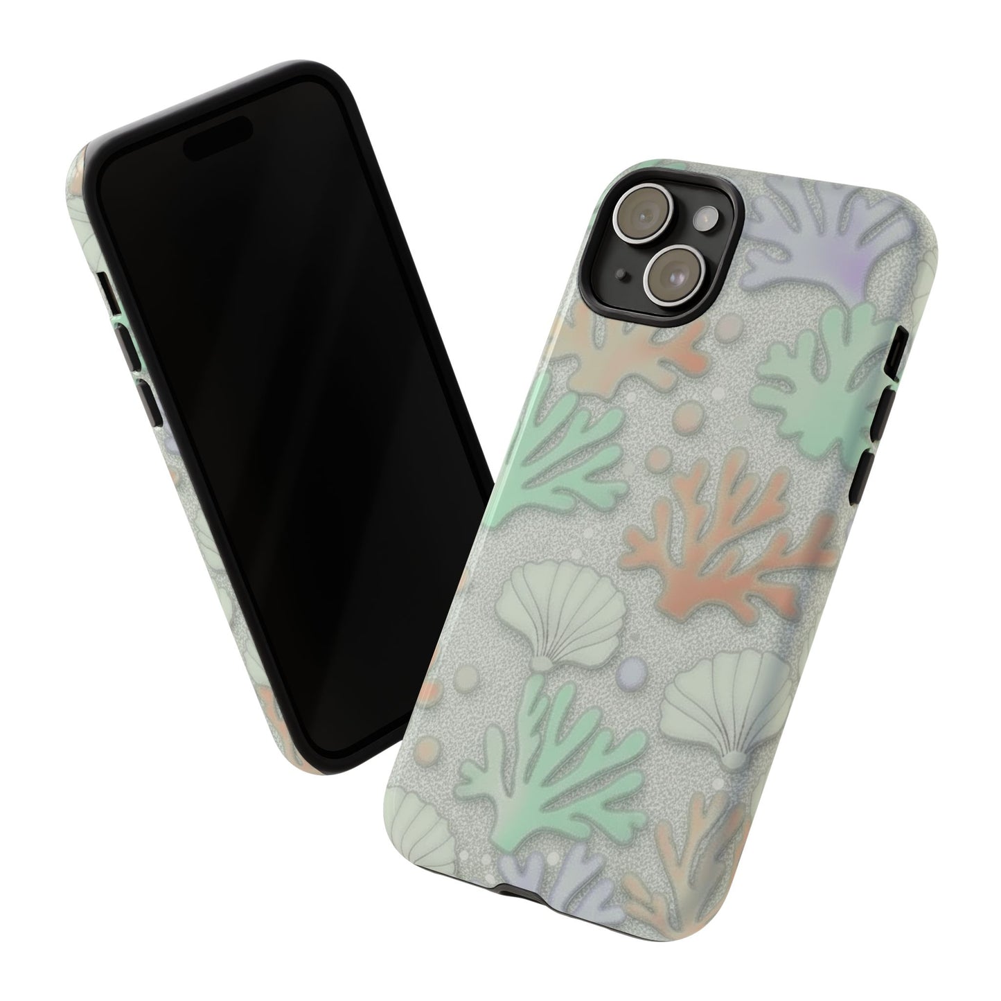 Pastel Coral Reef Tough Phone Case – Sea Shell & Coral Pattern Durable Protector