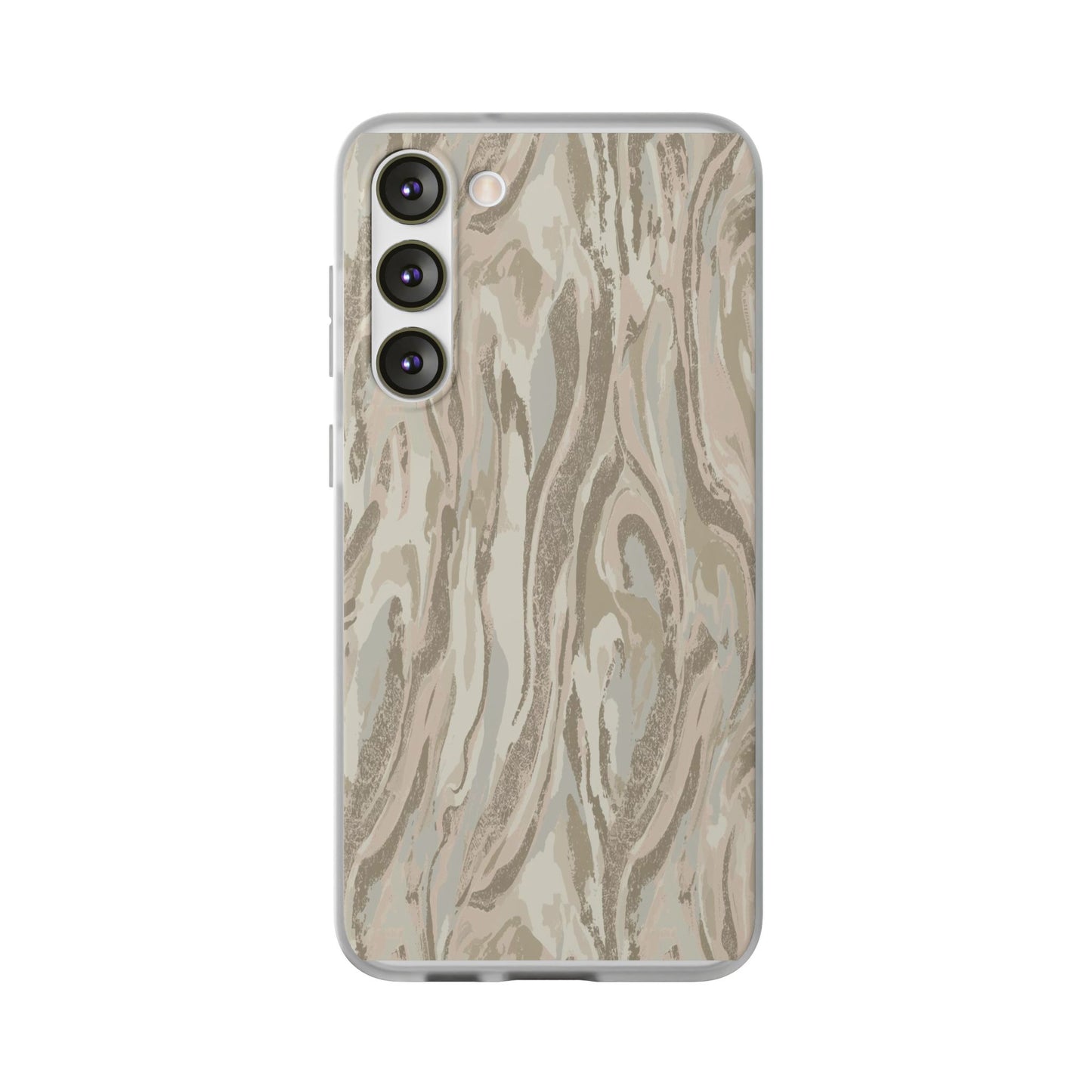 Neutral Marble Swirl Flexi Phone Case — Beige Abstract Protective Cover