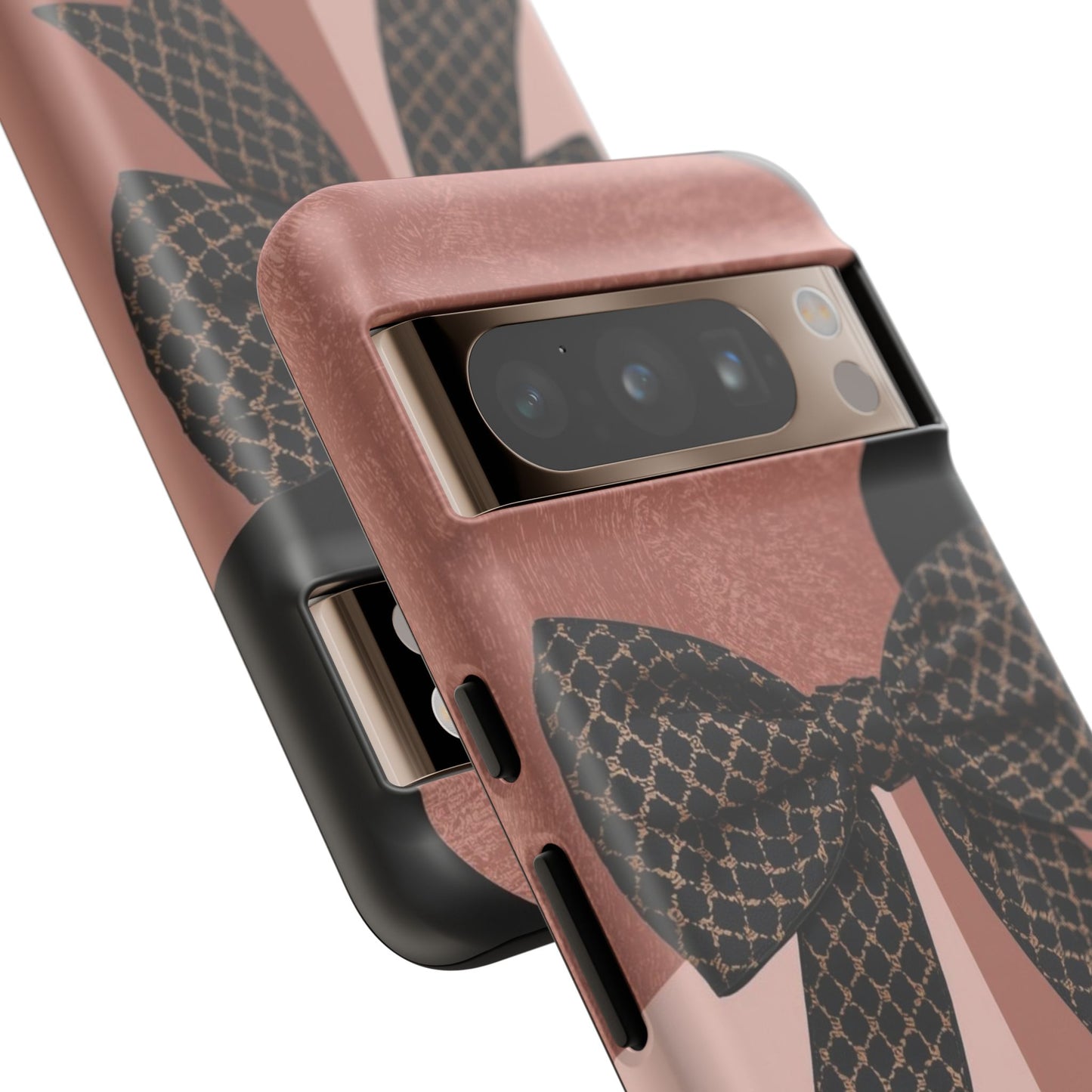 Bow Stripe Tough Phone Case – Pink Mauve Protective Cover