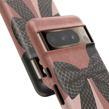 Bow Stripe Tough Phone Case – Pink Mauve Protective Cover