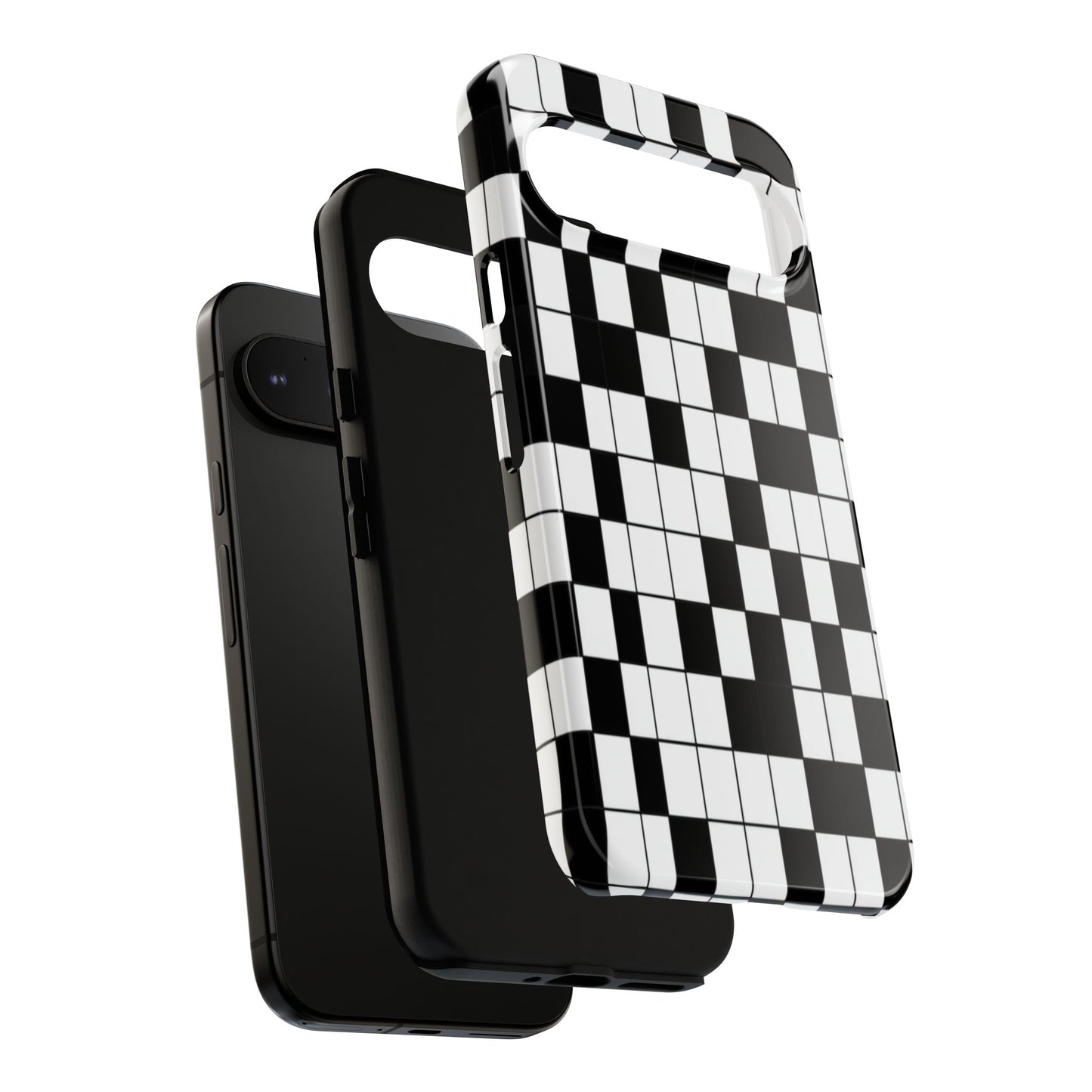 Crossword Grid Phone Case — Black & White Puzzle Pattern Tough Phone Cover