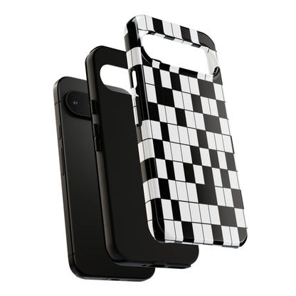 Crossword Grid Phone Case — Black & White Puzzle Pattern Tough Phone Cover