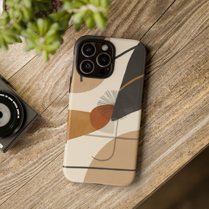 Abstract Earth Tone Phone Case — Mid-Century Minimalist Tough Case