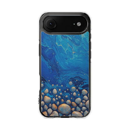 Clear Magnetic Phone Case — Blue Ocean Pebble Design