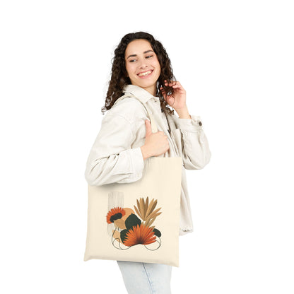 Botanical Cotton Canvas Tote Bag, Eco-Friendly Shopping Bag, Gift for Her, Reusable Grocery Bag, Boho Style Tote