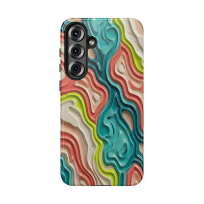 Abstract Contour Phone Case — Colorful Topographic Pattern Tough Case