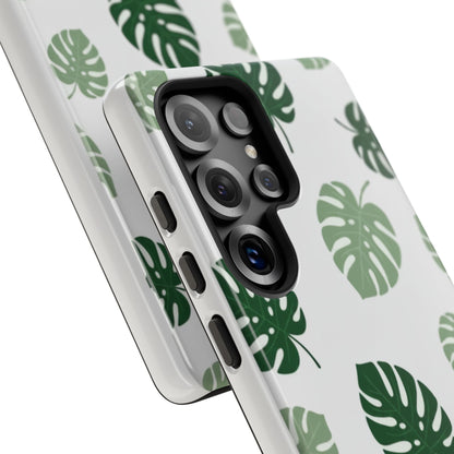 Monstera Leaf Tough Phone Case – Tropical Green Palm Pattern Protective Cover