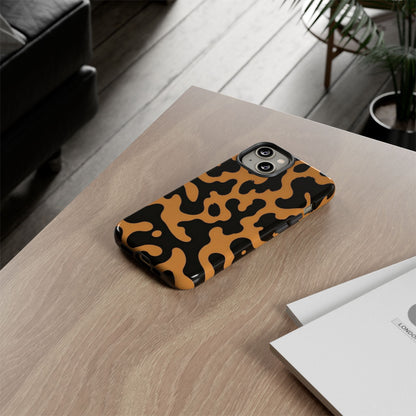 Leopard Print Phone Case — Orange & Black Tough Pattern Protective Cover