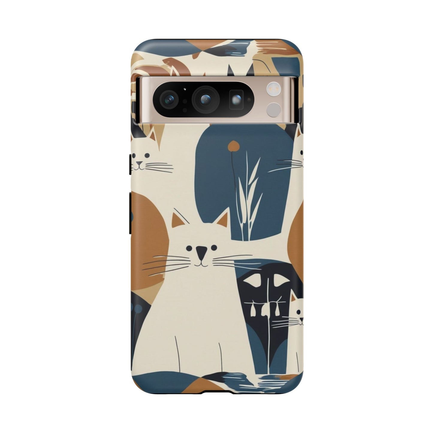Cat Pattern Phone Case – Retro Abstract Cats Protective iPhone Cover