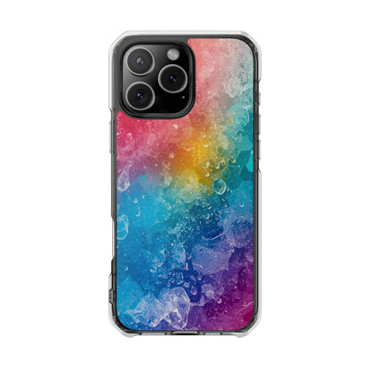 Clear Magnetic Phone Case — Rainbow Crystal Watercolor Impact Protective Cover