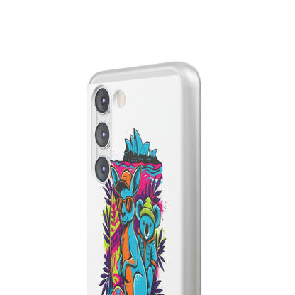 Kangaroo & Koala Surf Phone Case — Neon Aussie Beach Vibes Flexible Case