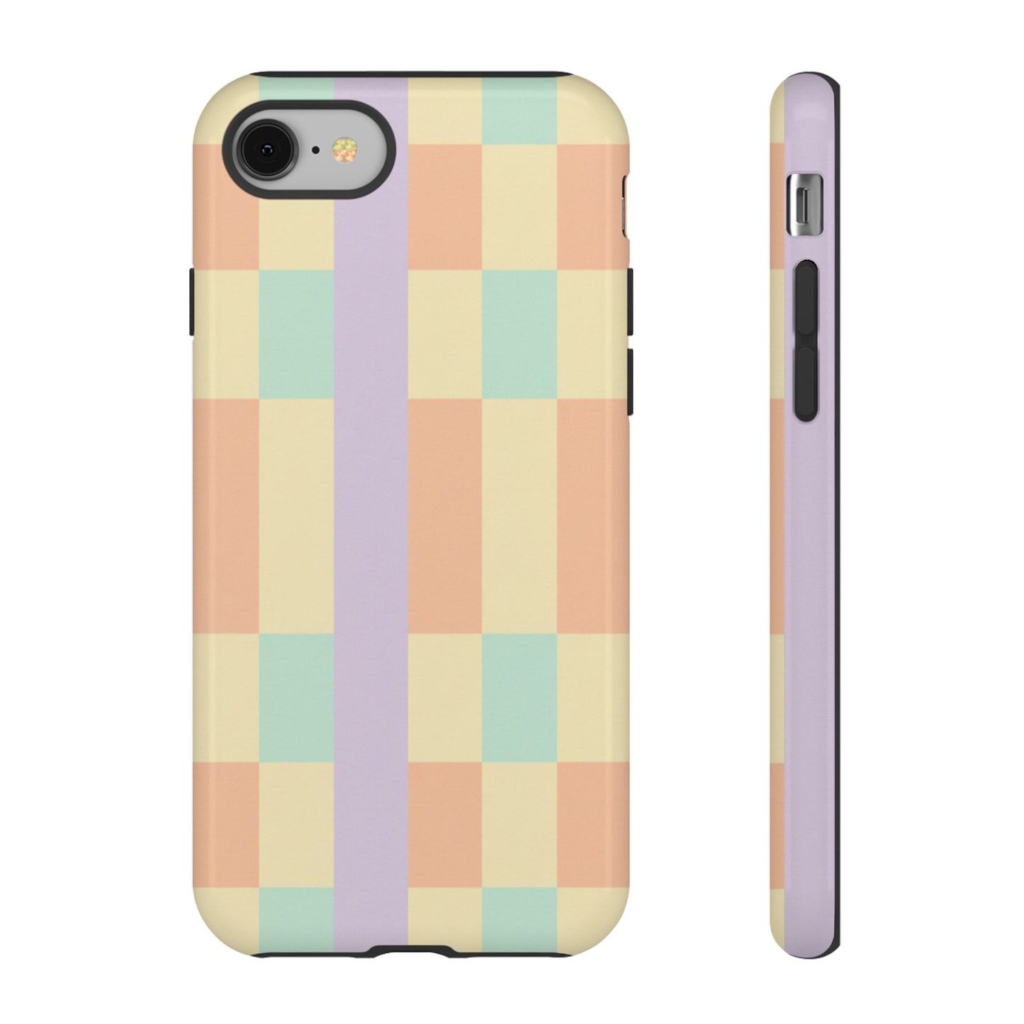 Pastel Checkered Phone Case — Retro Stripe Tough Case
